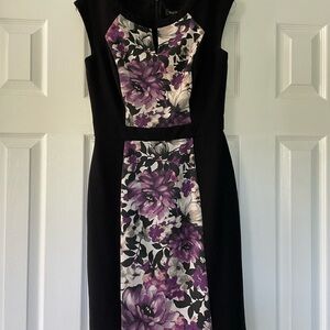 Elegant Black and Purple Floral Dress
